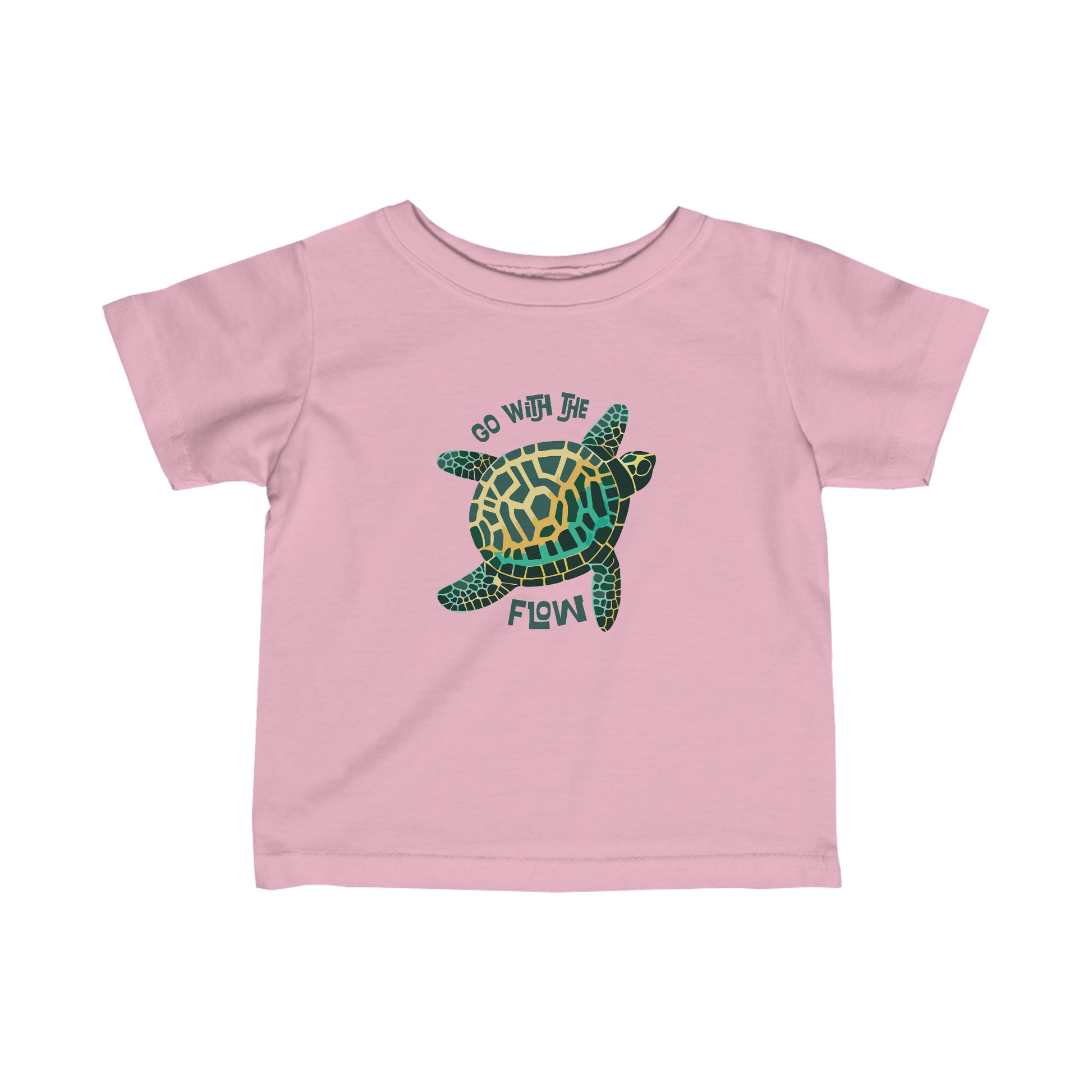 Pink Go With The Flow Turtle Shell Tee, Turtle Shell Baby and Toddler Shirt