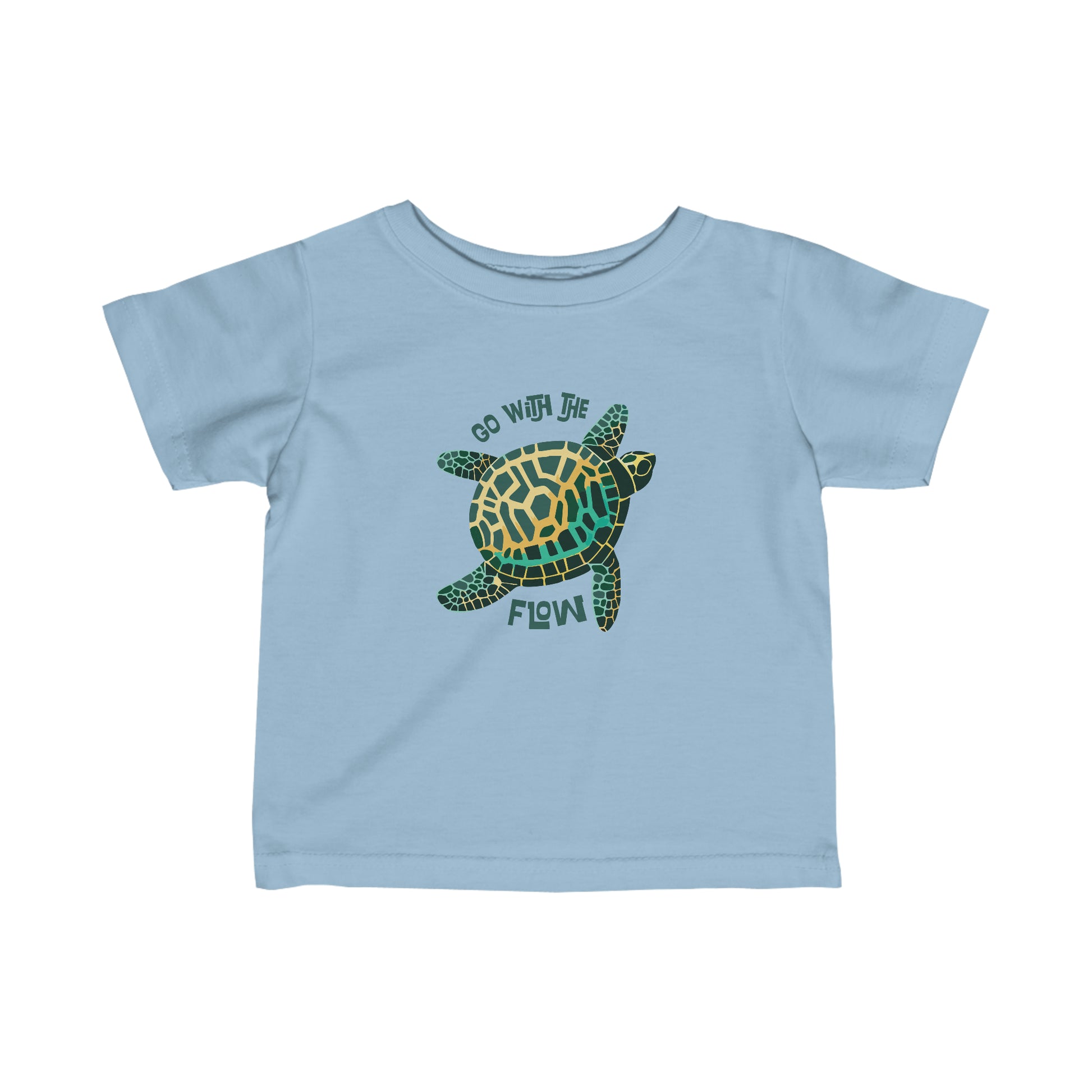 Light Blue Go With The Flow Turtle Shell Tee, Turtle Shell Baby and Toddler Shirt
