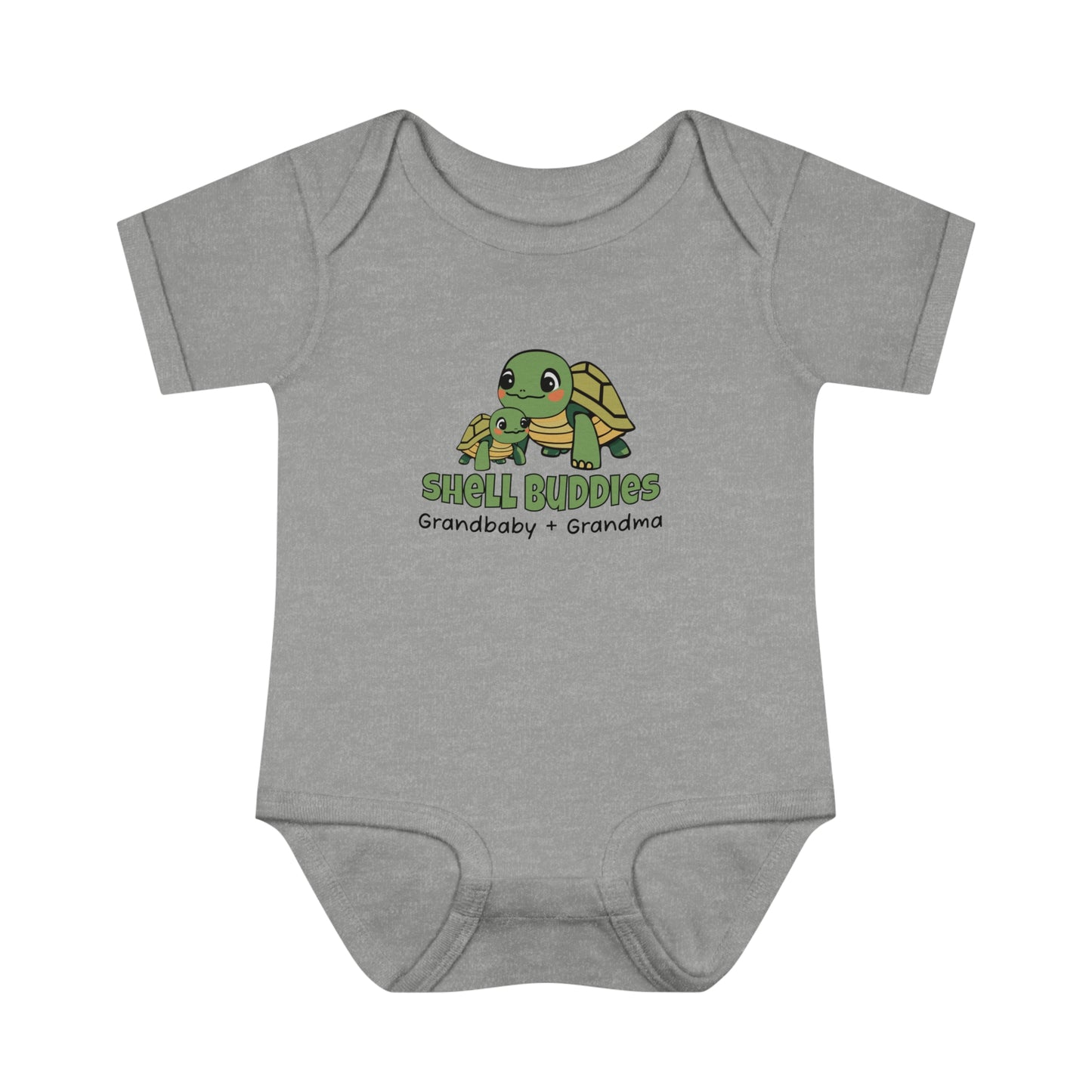 Heather Grey Shell Buddies Turtles Snapsuit for Grandparent and Grandbaby, Turtles Bodysuit for Grandbaby
