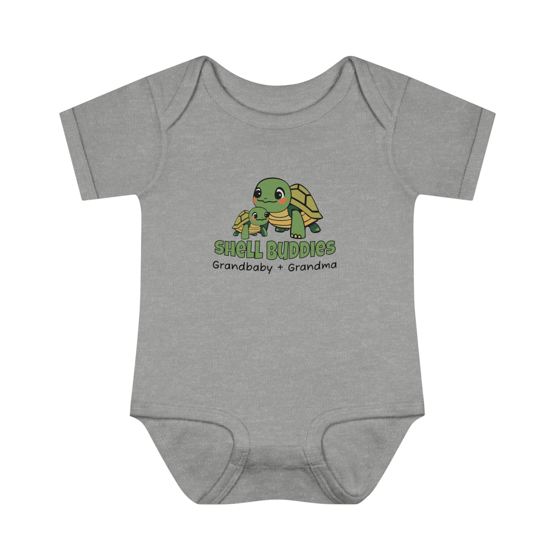 Heather Grey Shell Buddies Turtles Snapsuit for Grandparent and Grandbaby, Turtles Bodysuit for Grandbaby